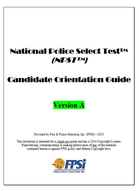 National Police Select Test (NPST) – Version A