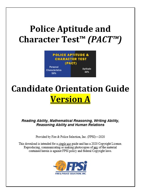 Police Aptitude and Character Test (PACT) – Version A